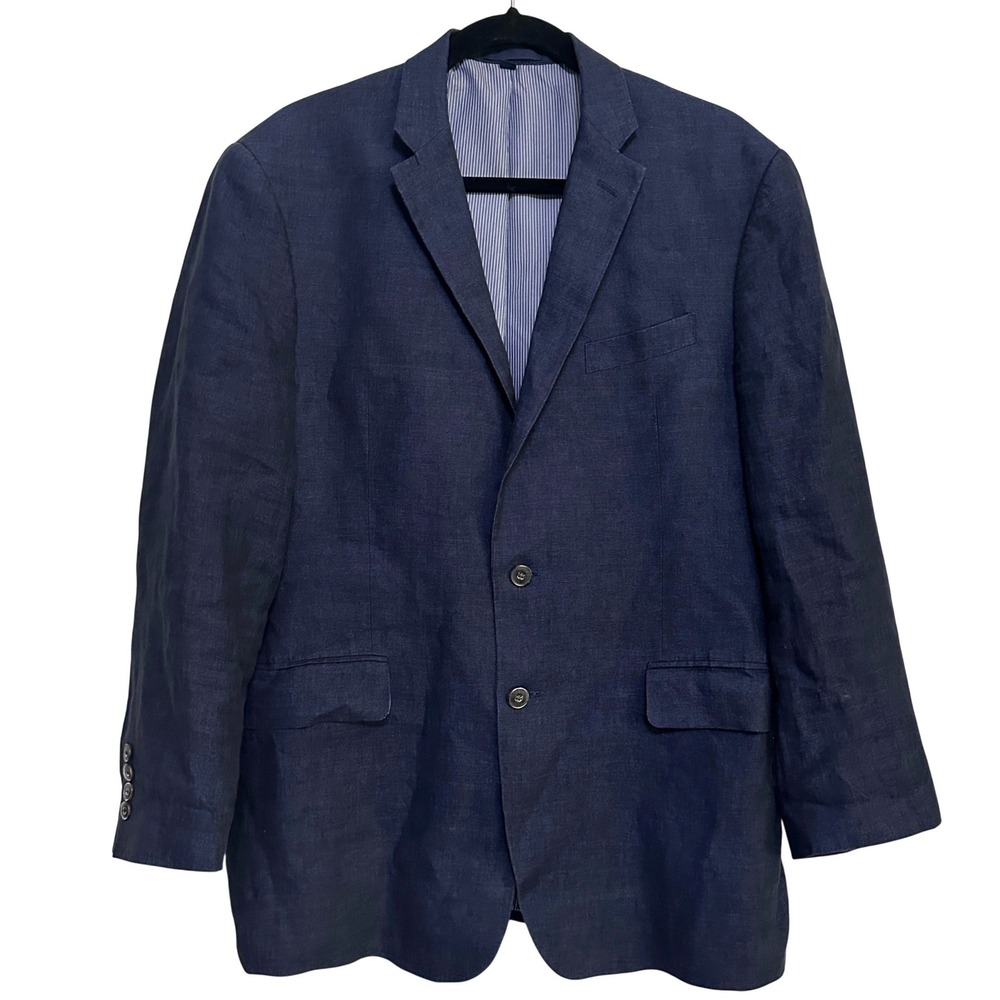 Jos A Bank 1905 Mens 39R 100% Linen Blazer Sport Coat Suit Jacket Navy Blue